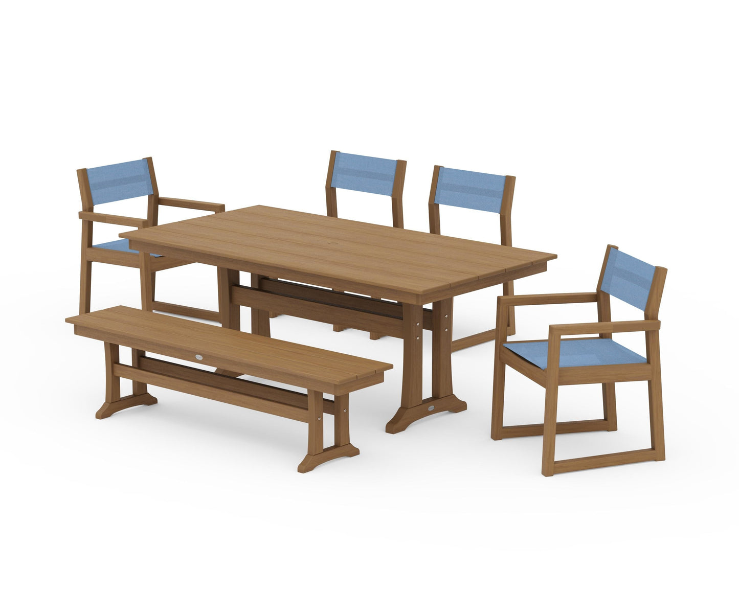 EDGE Sling 6-Piece Farmhouse Dining Set With Trestle Legs