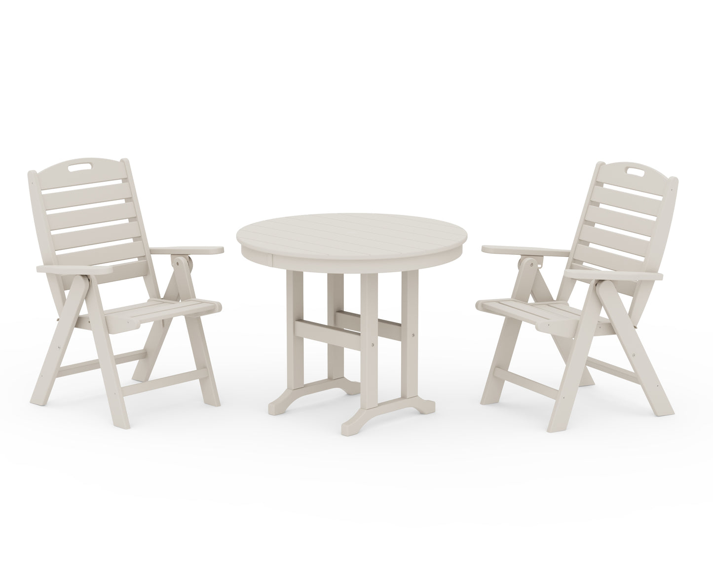 Nautical Folding Highback Chair 3-Piece Round Dining Set