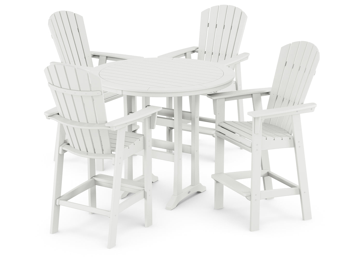 Nautical Curveback Adirondack 5-Piece Round Trestle Bar Set