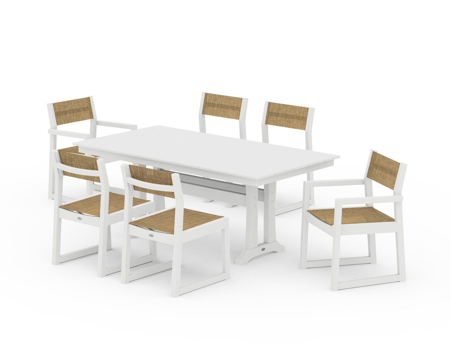 EDGE Sling 7-Piece Farmhouse Trestle Dining Set