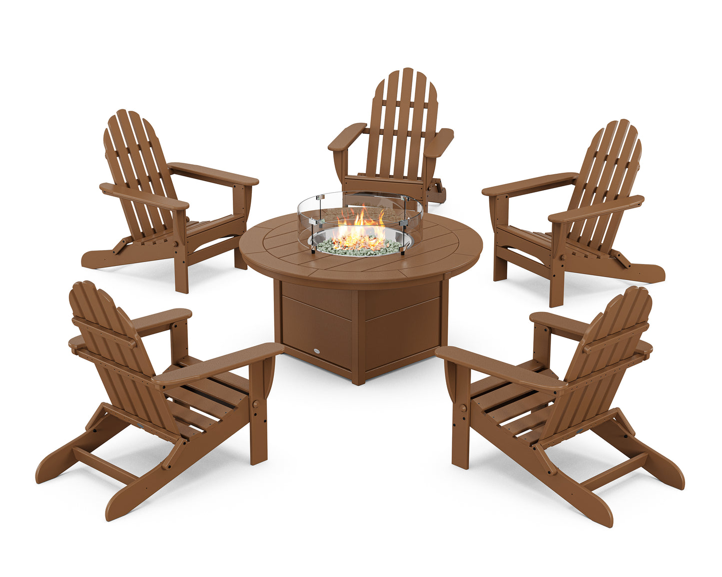 Classic Folding Adirondack 6-Piece Conversation Set with Fire Pit Table