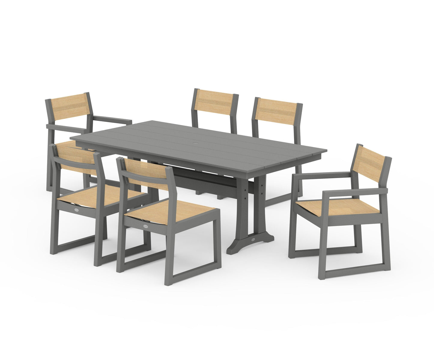 EDGE Sling 7-Piece Farmhouse Trestle Dining Set