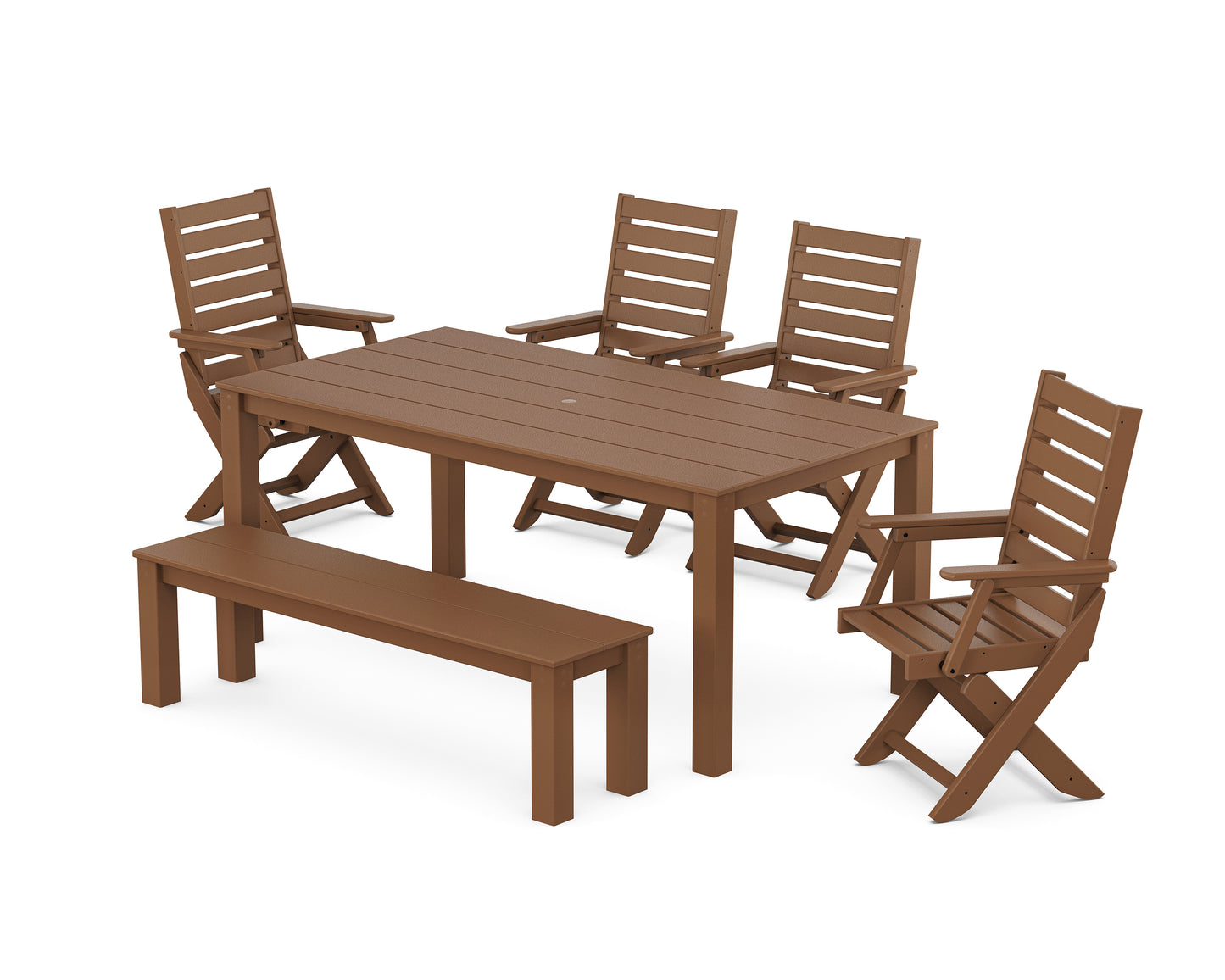 Captain Folding Chair 6-Piece Parsons Dining Set with Bench