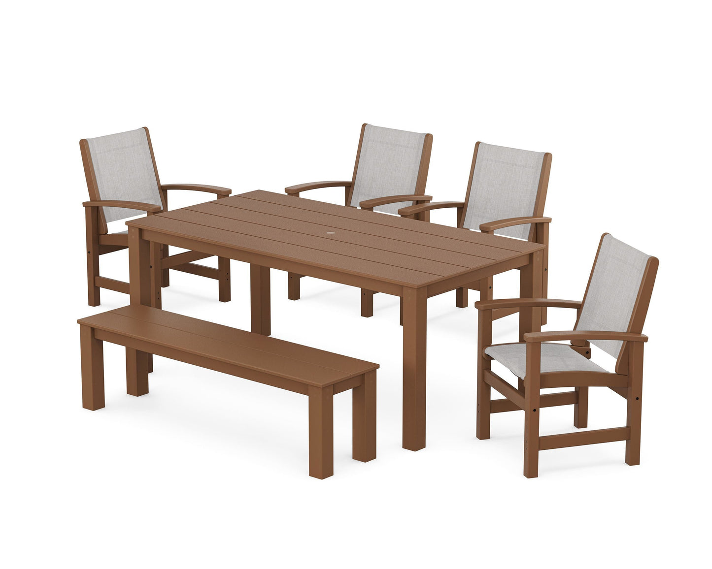 Coastal 6-Piece Parsons Dining Set with Bench