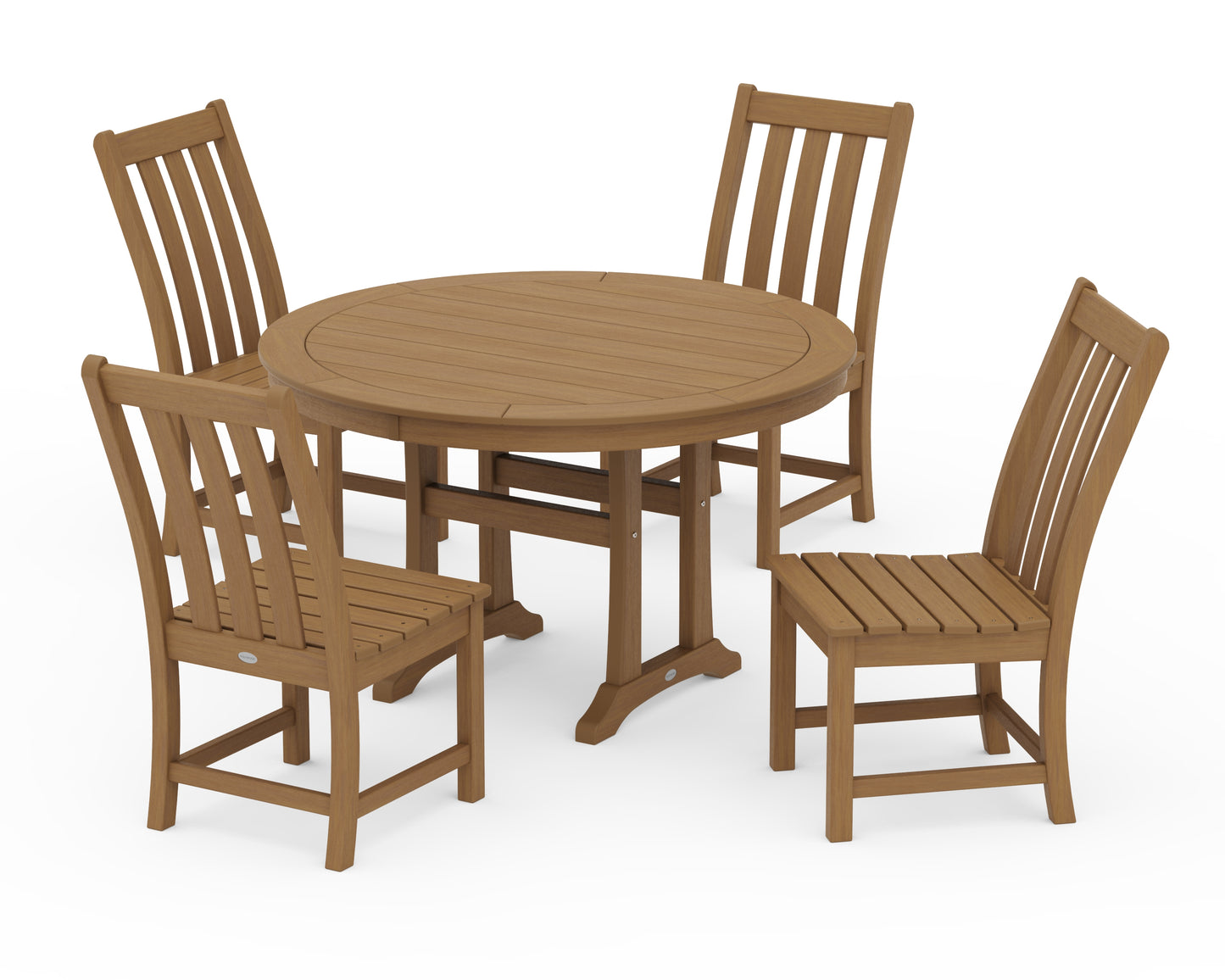 Vineyard Side Chair 5-Piece Round Dining Set With Trestle Legs
