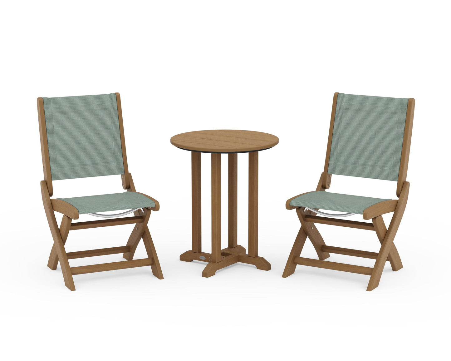 Coastal Folding Side Chair 3-Piece Round Bistro Dining Set
