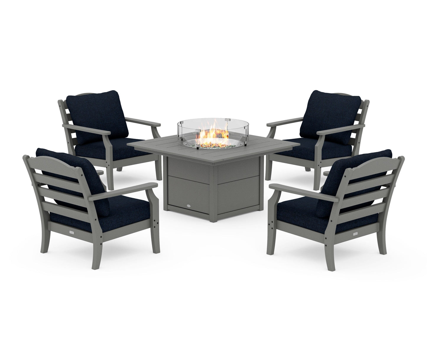Savannah 5-Piece Deep Seating Set with Fire Pit Table
