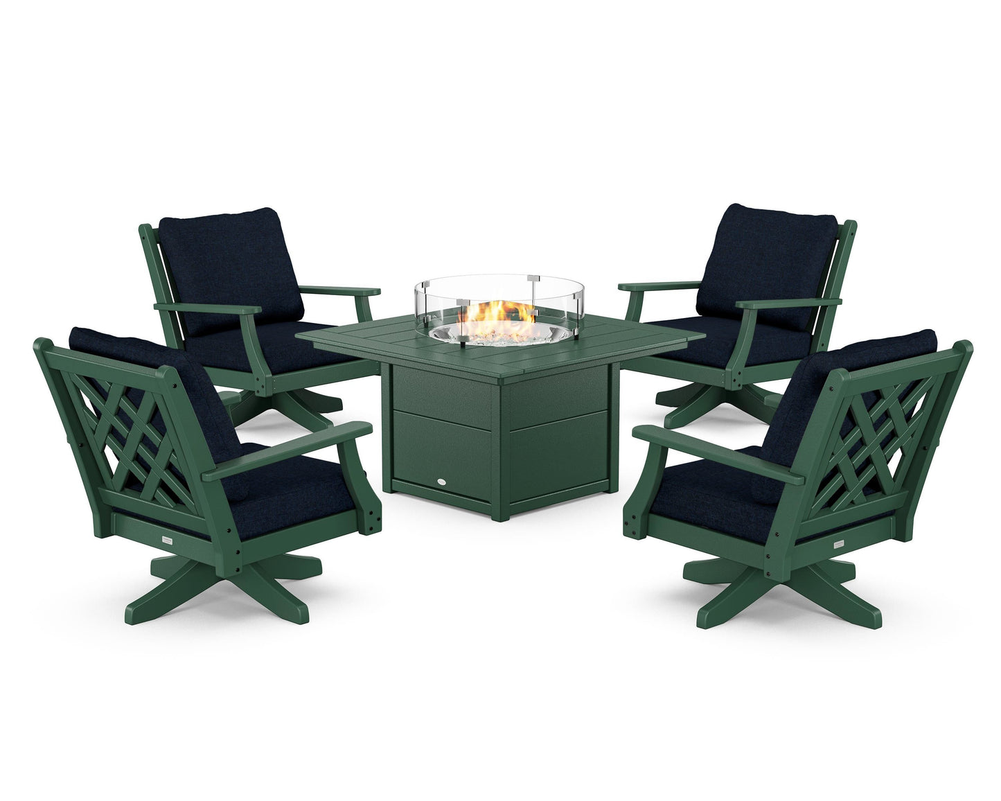 Wovendale 5-Piece Deep Seating Swivel Conversation Set with Fire Pit Table
