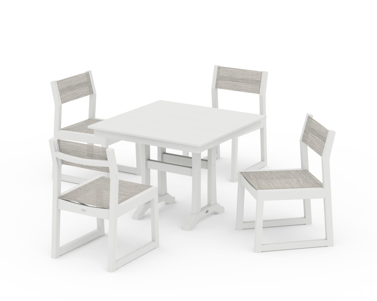 EDGE Sling 5-Piece Farmhouse Trestle Side Chair Dining Set