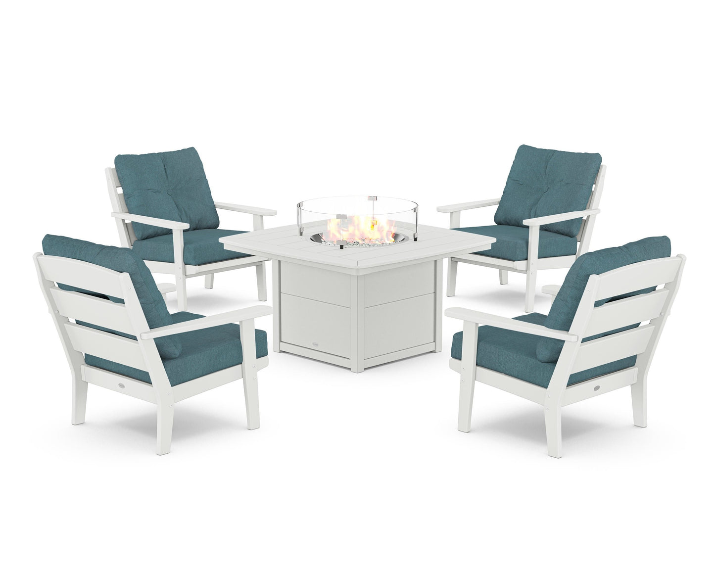 Lakeside 5-Piece Deep Seating Set with Nautical Fire Pit Table