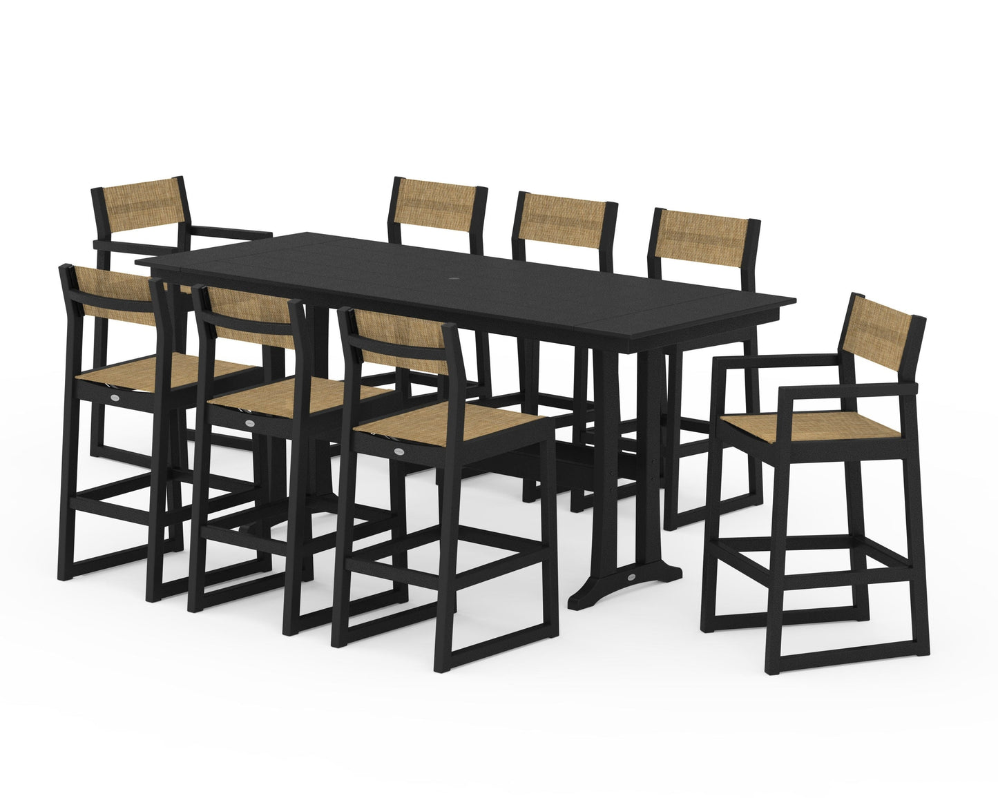 EDGE Sling 9-Piece Farmhouse Bar Set with Trestle Legs