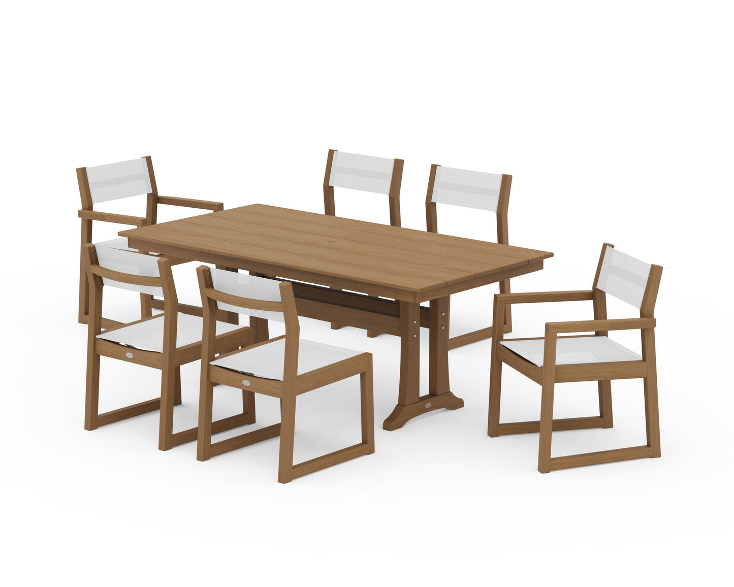 EDGE Sling 7-Piece Farmhouse Trestle Dining Set