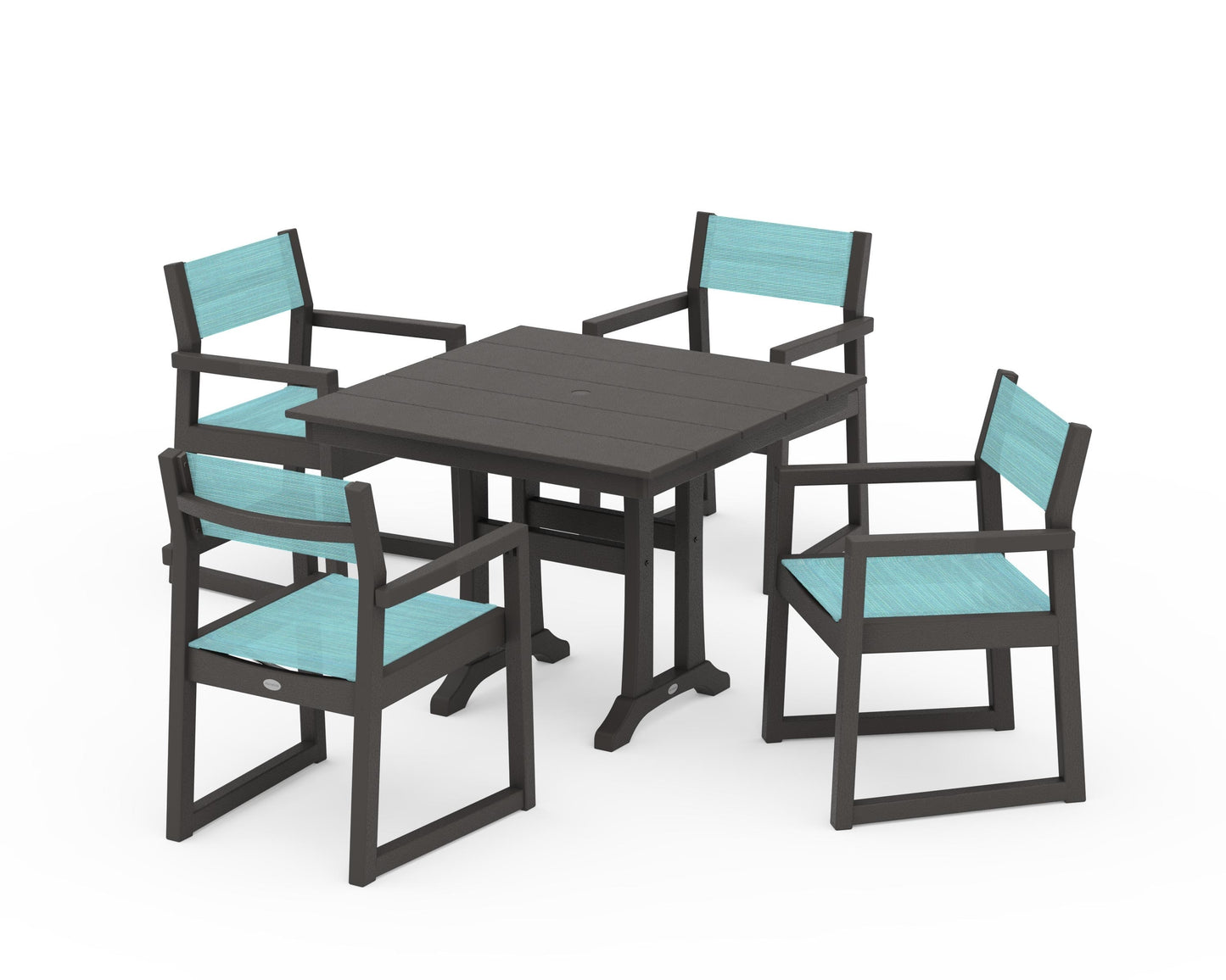 EDGE Sling 5-Piece Farmhouse Dining Set with Trestle Legs