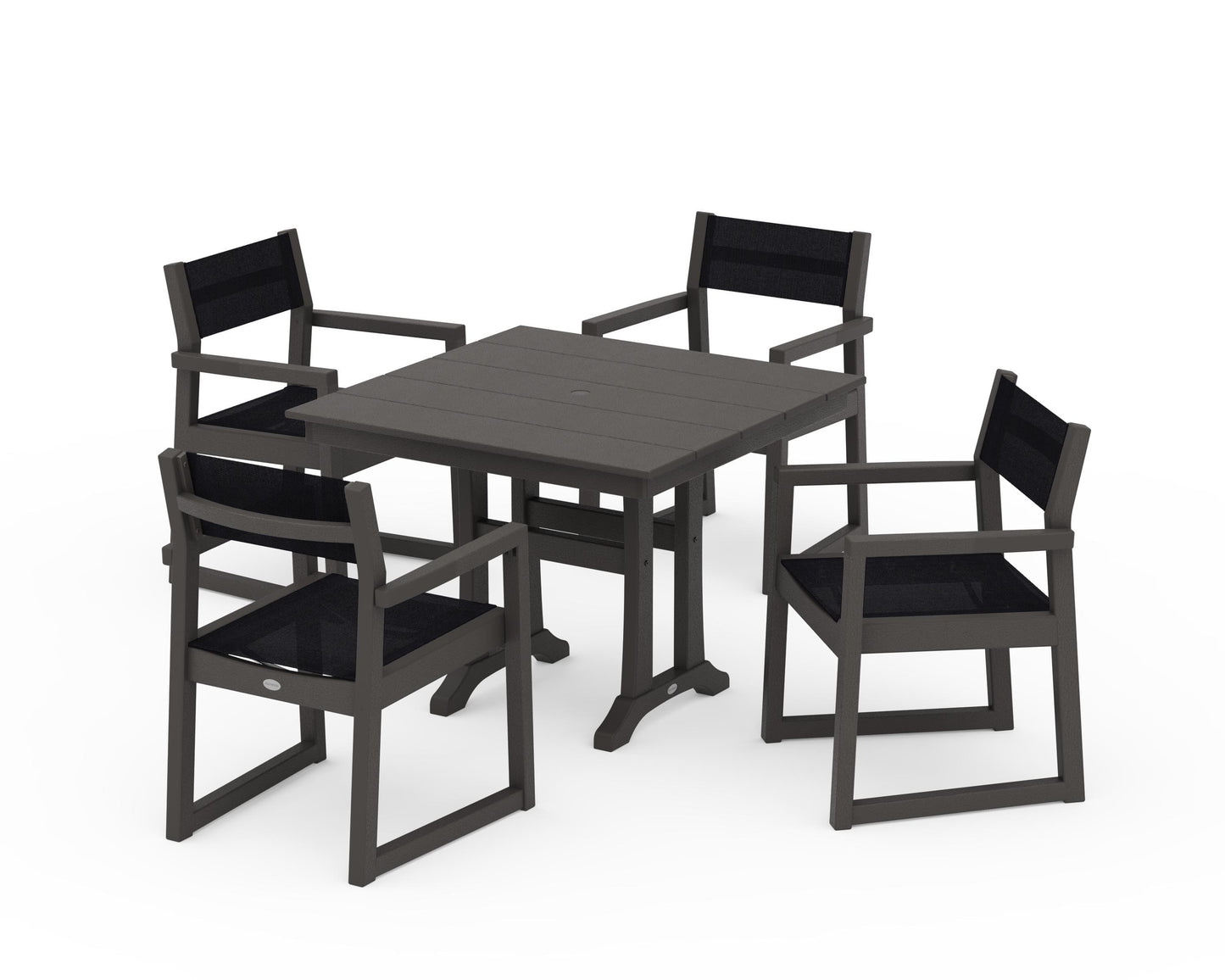 EDGE Sling 5-Piece Farmhouse Dining Set with Trestle Legs