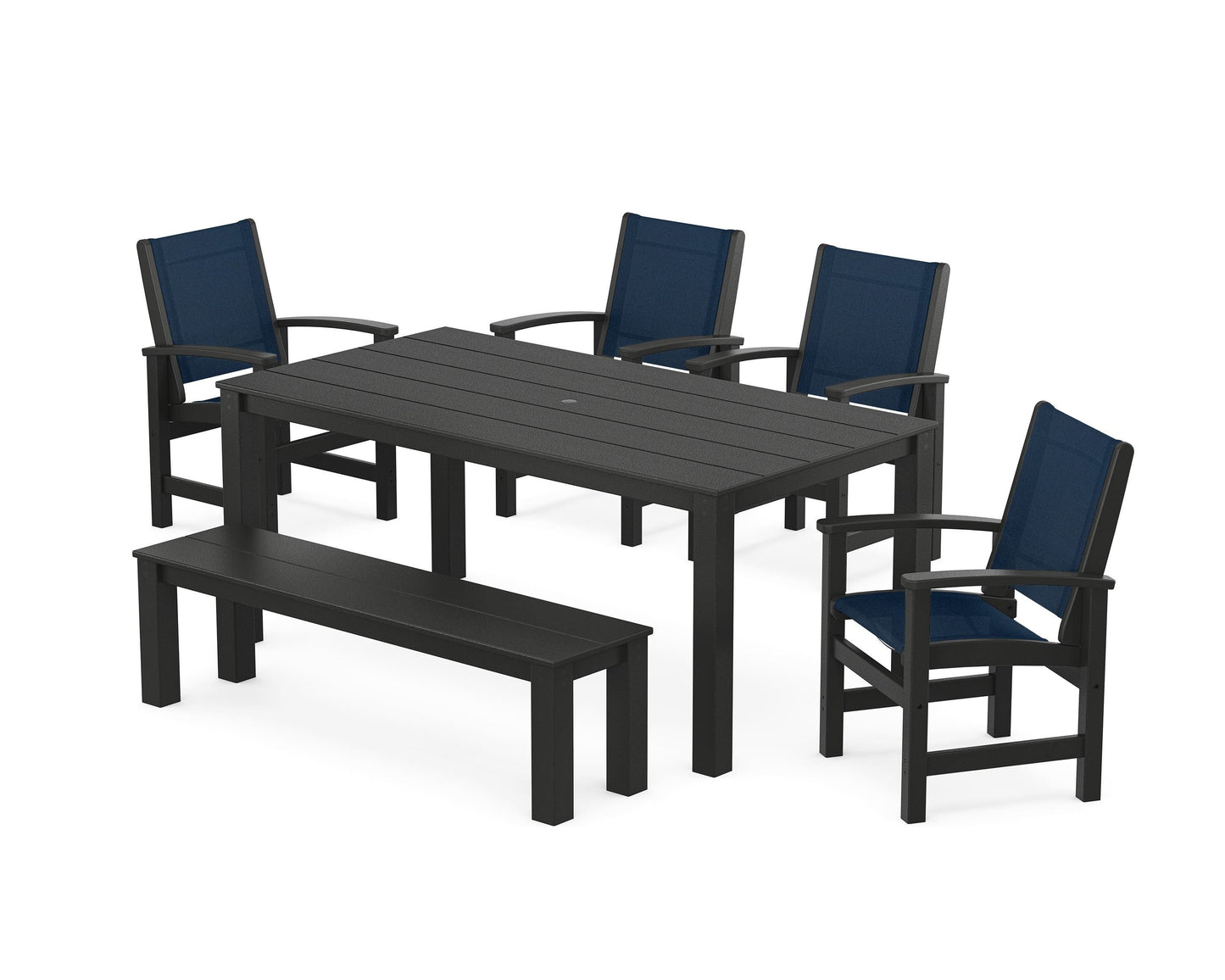 Coastal 6-Piece Parsons Dining Set with Bench