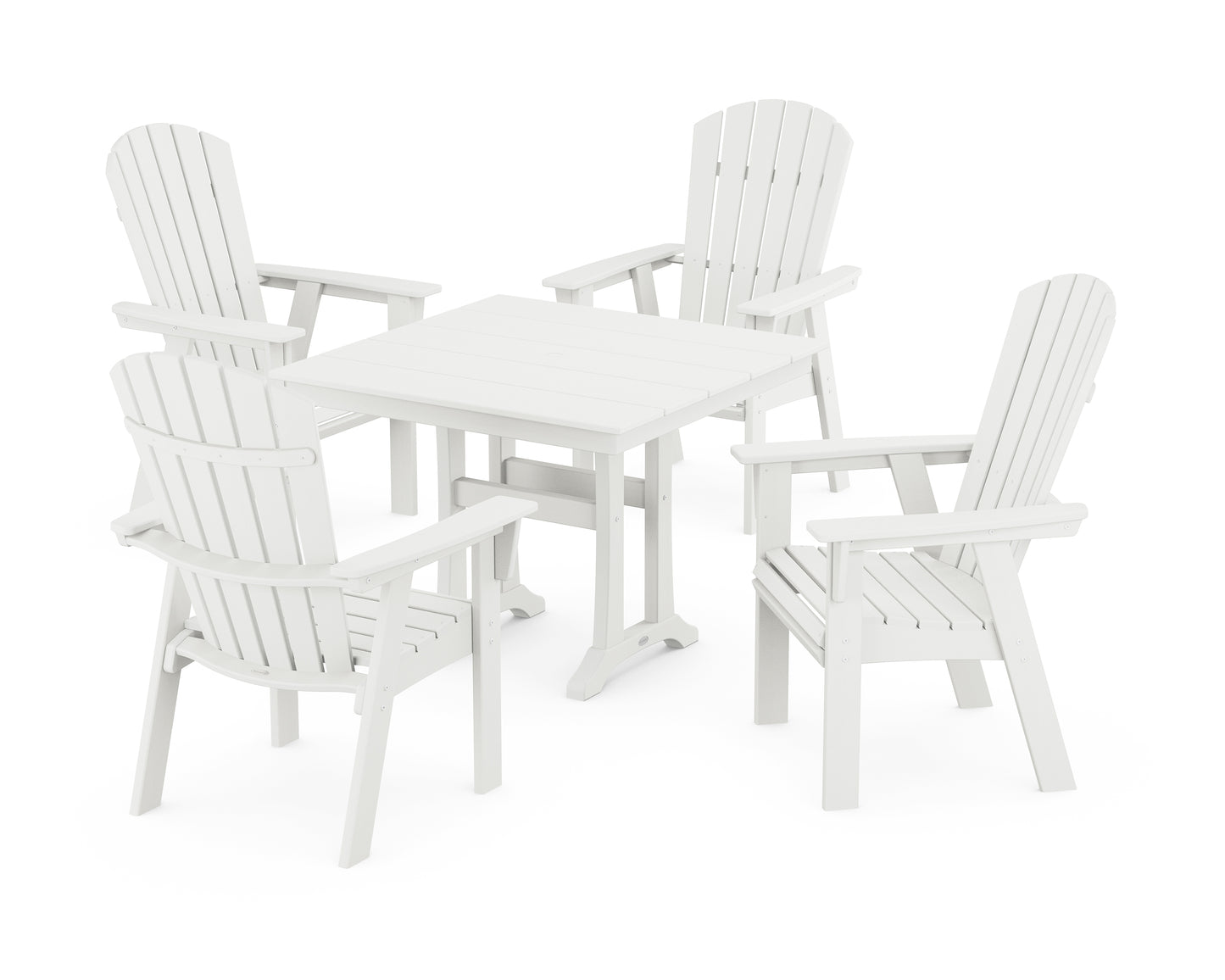 Nautical Adirondack 5-Piece Farmhouse Dining Set With Trestle Legs