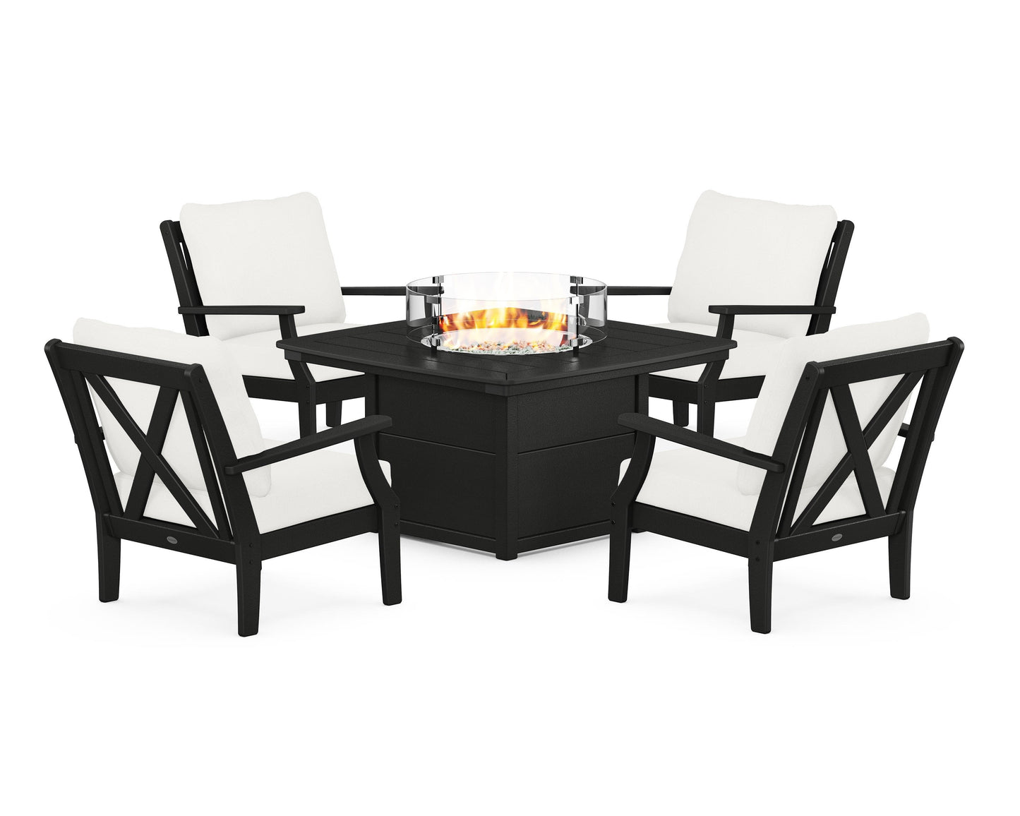 Braxton 5-Piece Deep Seating Conversation Set with Fire Pit Table