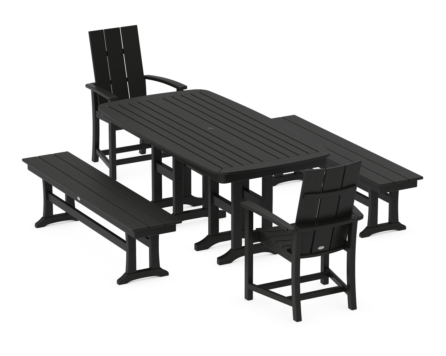 Modern Adirondack 5-Piece Farmhouse Dining Set with Benches