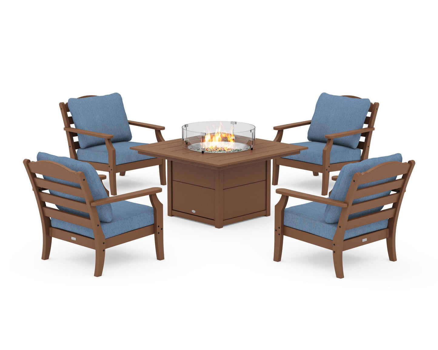 Savannah 5-Piece Deep Seating Set with Fire Pit Table