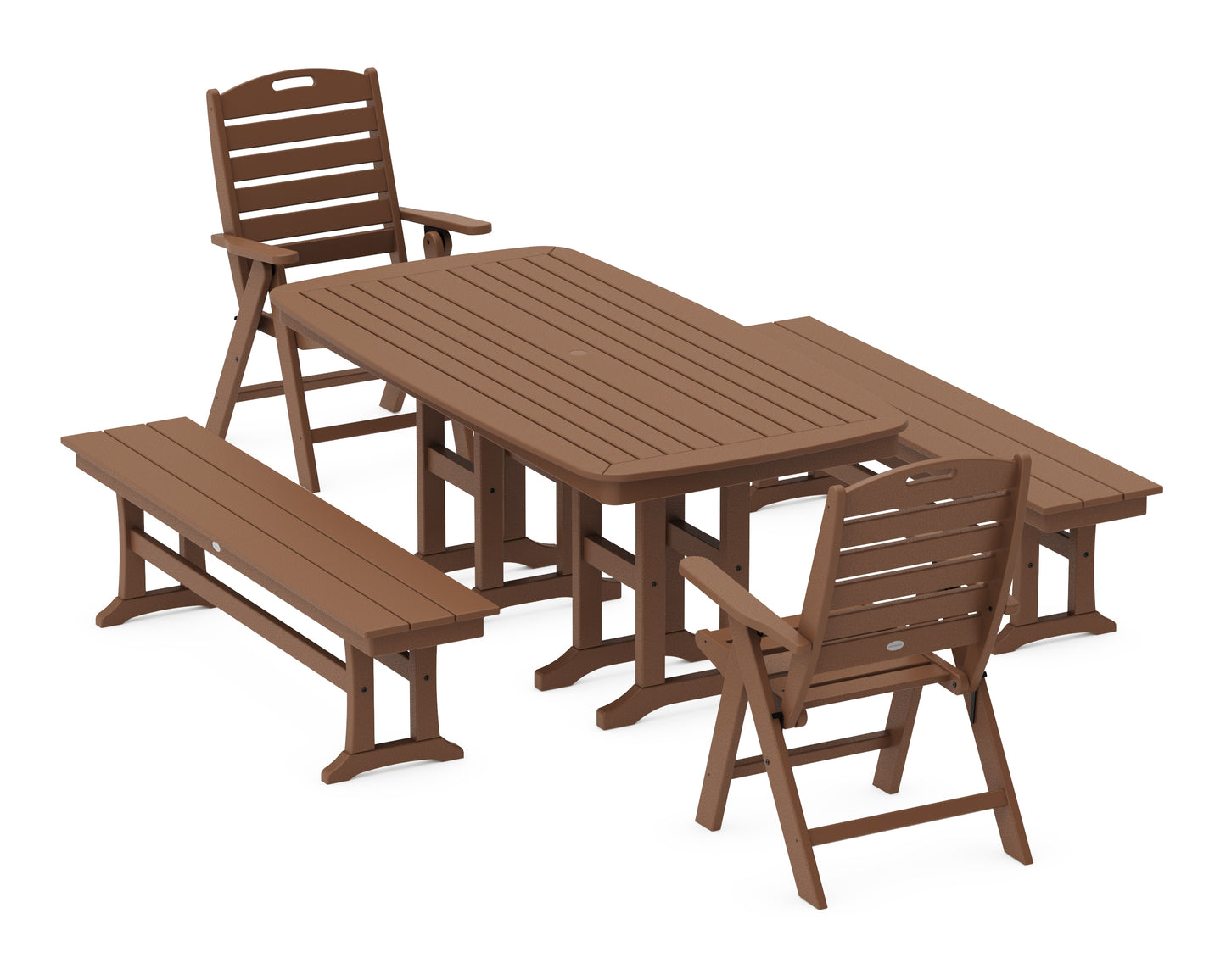 Nautical Highback 5-Piece Dining Set with Benches