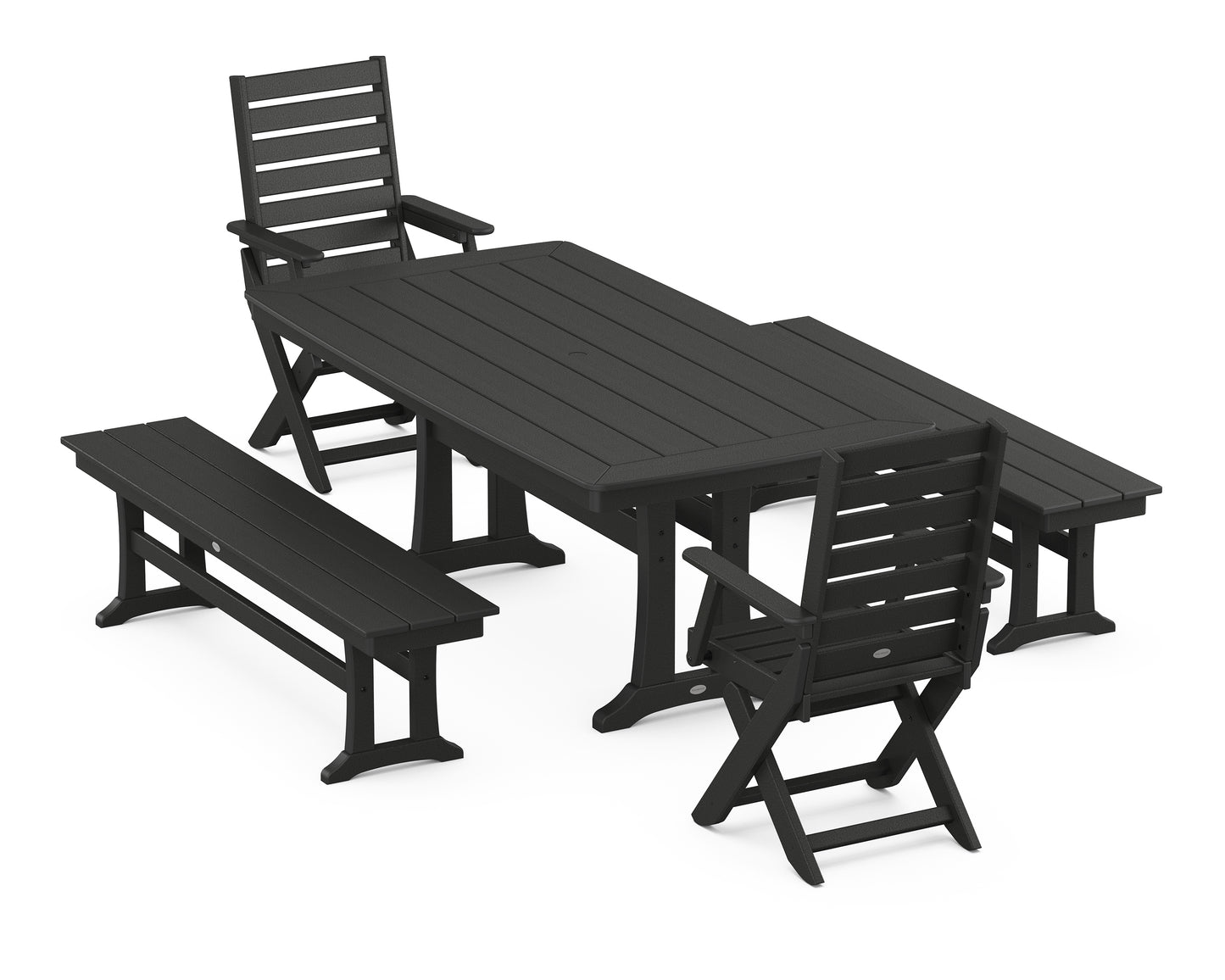 Captain Folding Chair 5-Piece Dining Set with Trestle Legs