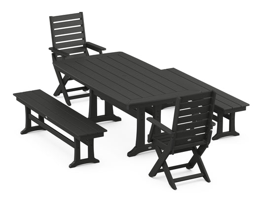 Captain Folding Chair 5-Piece Dining Set with Trestle Legs
