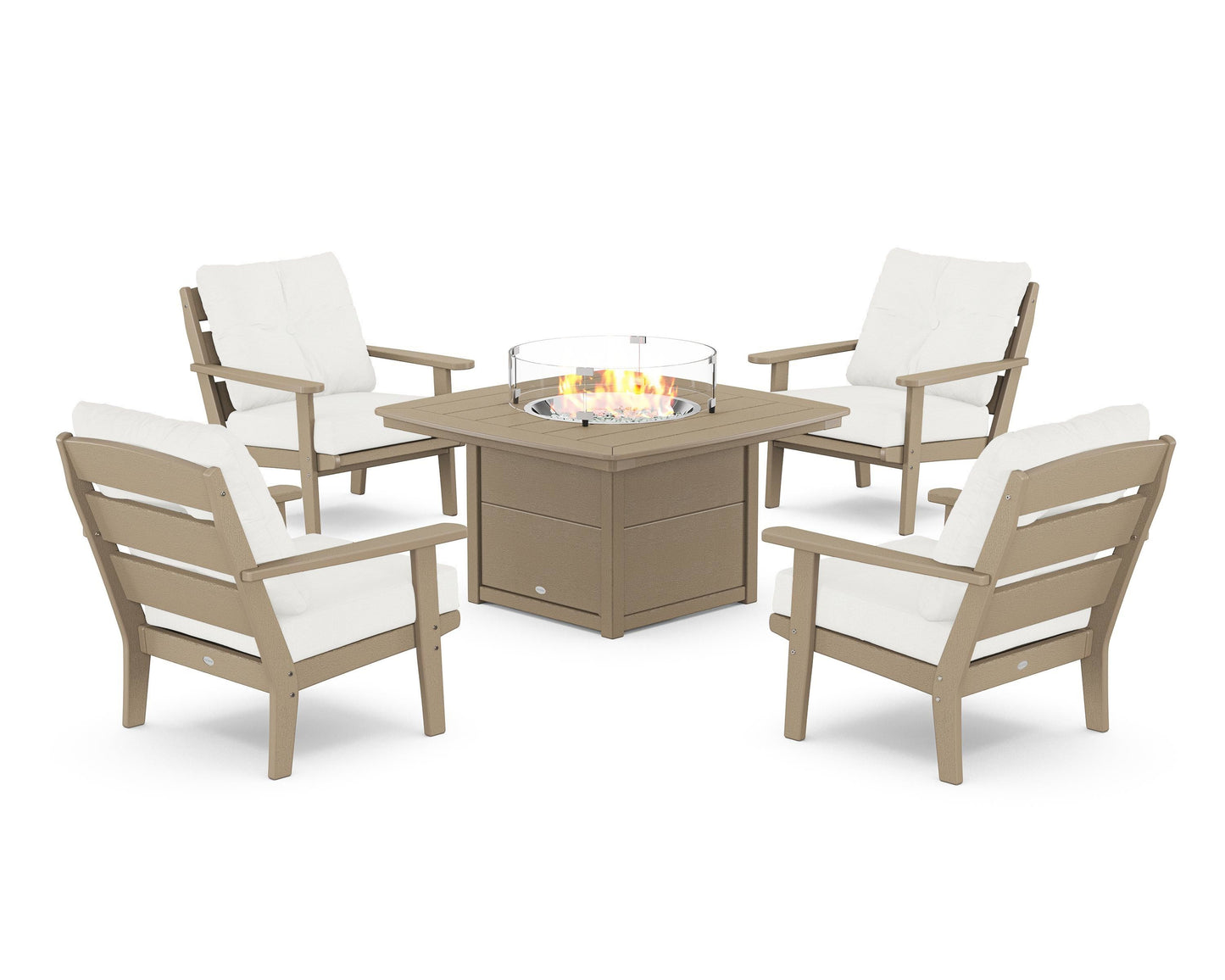 Lakeside 5-Piece Deep Seating Set with Nautical Fire Pit Table