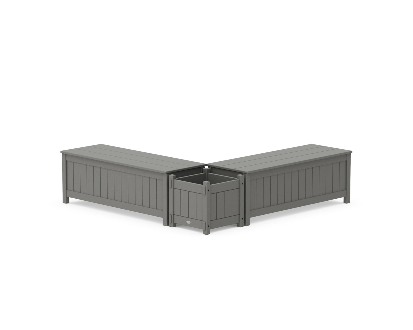 48" Vineyard L- Shaped Planter Storage Bench Set