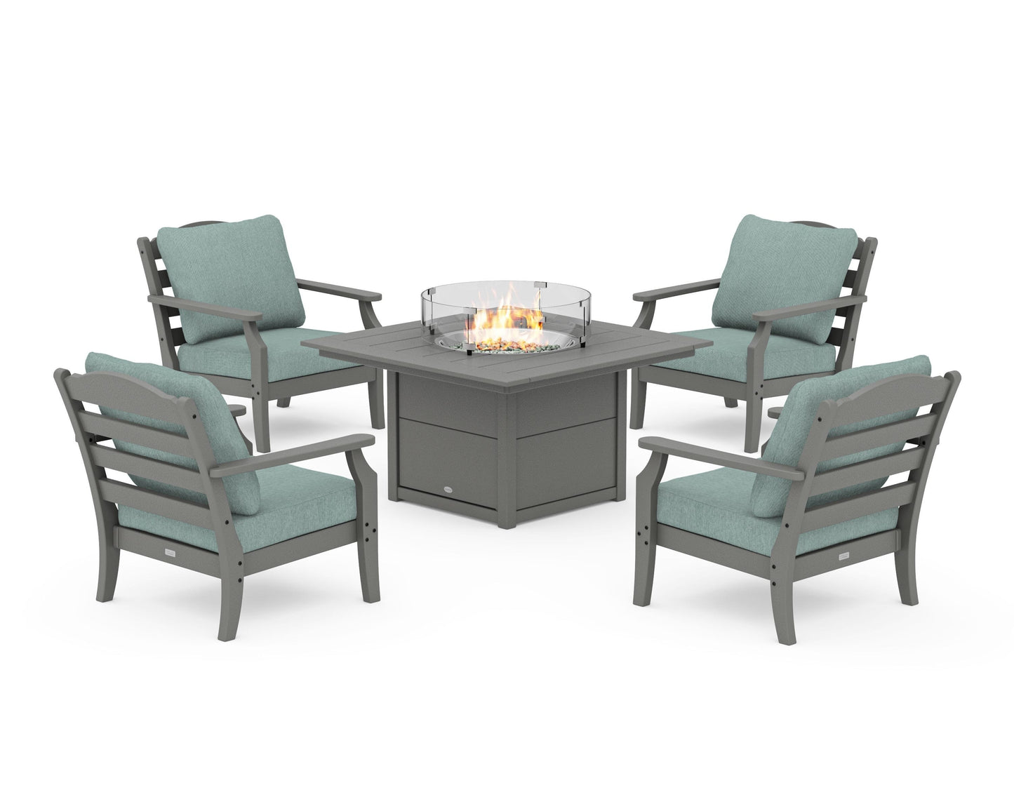 Savannah 5-Piece Deep Seating Set with Fire Pit Table