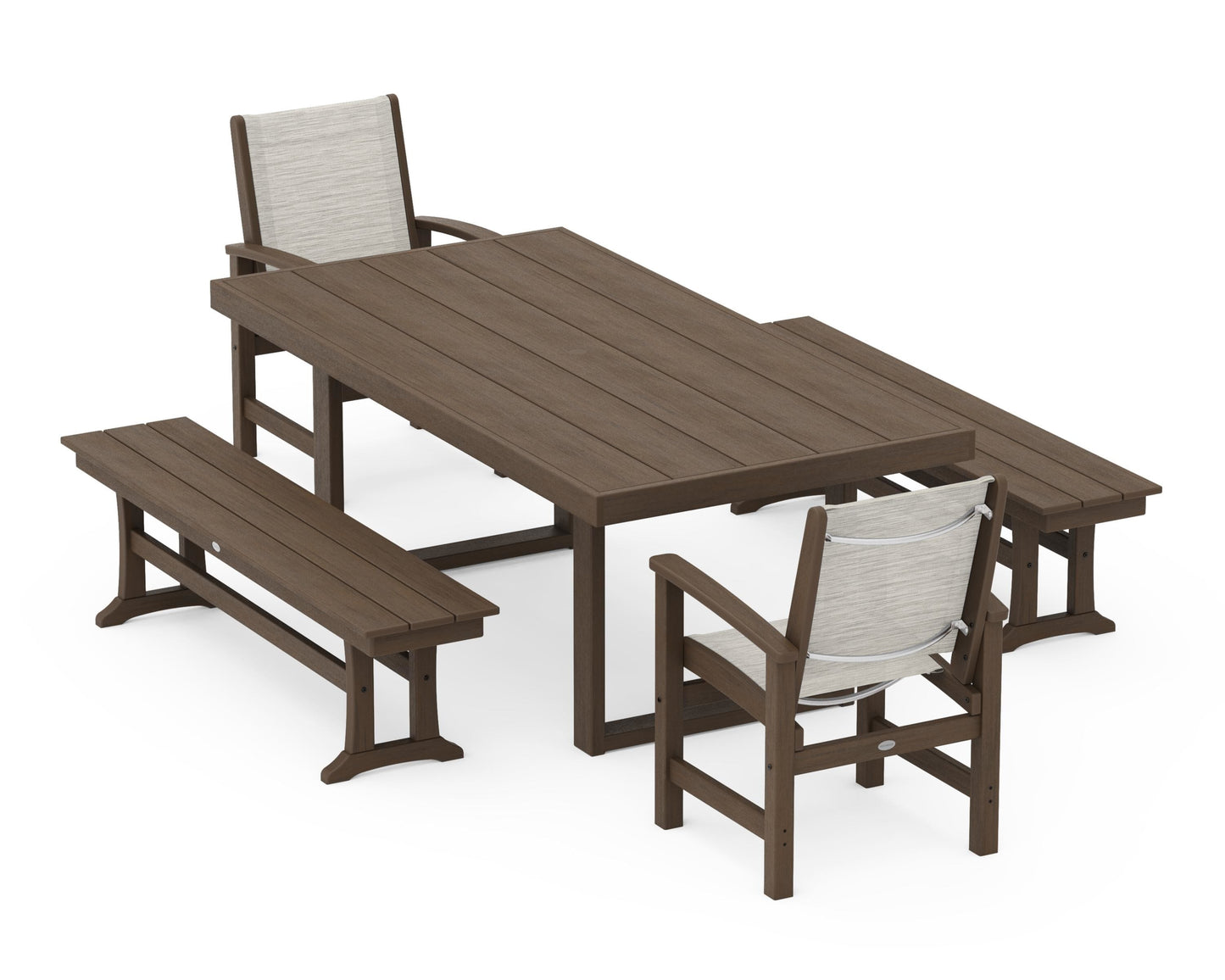 Coastal 5-Piece Dining Set with Trestle Legs