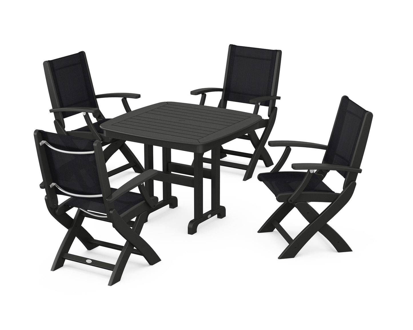 Coastal Folding Chair 5-Piece Dining Set
