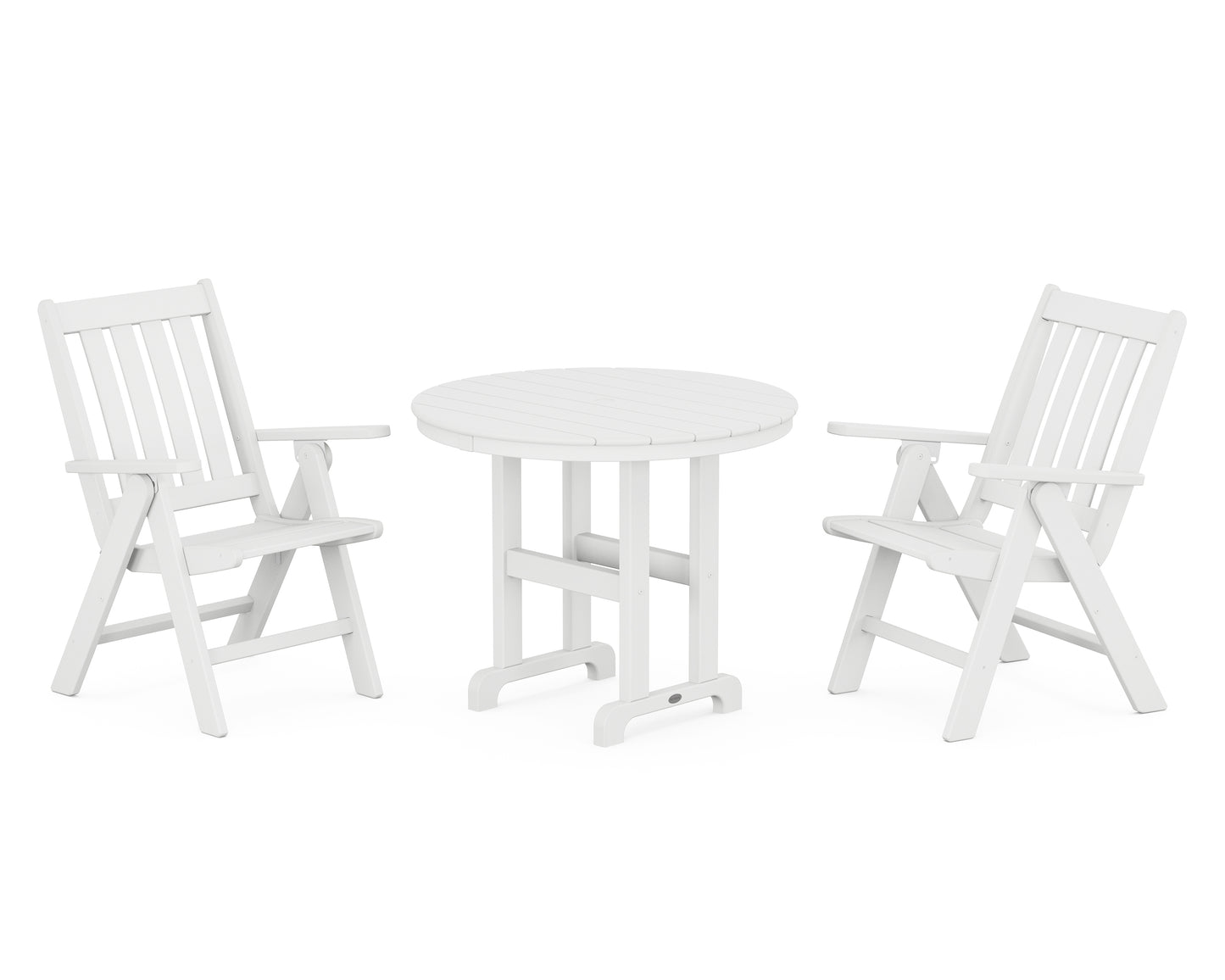 Vineyard Folding Chair 3-Piece Round Dining Set