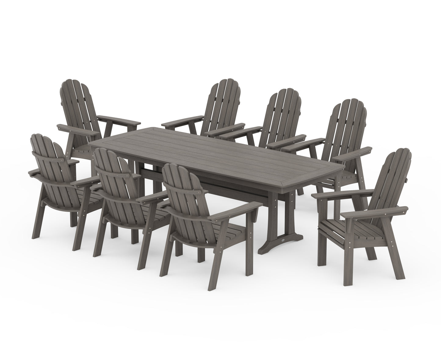 Vineyard Curveback Adirondack 9-Piece Dining Set with Trestle Legs