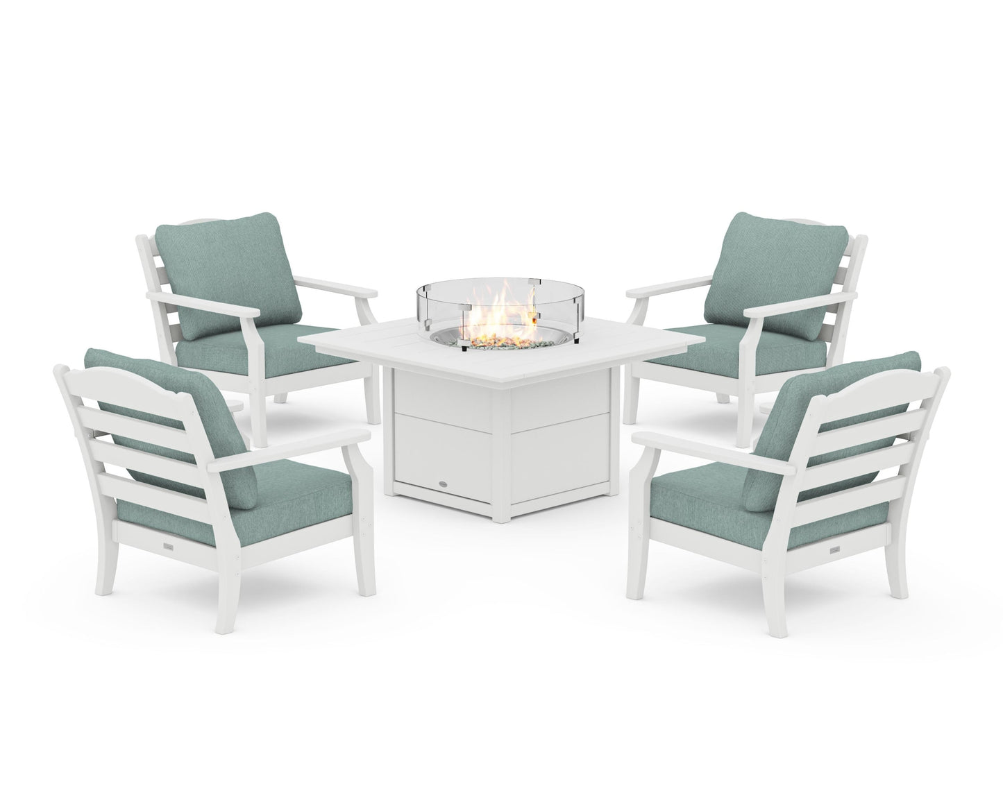 Savannah 5-Piece Deep Seating Set with Fire Pit Table