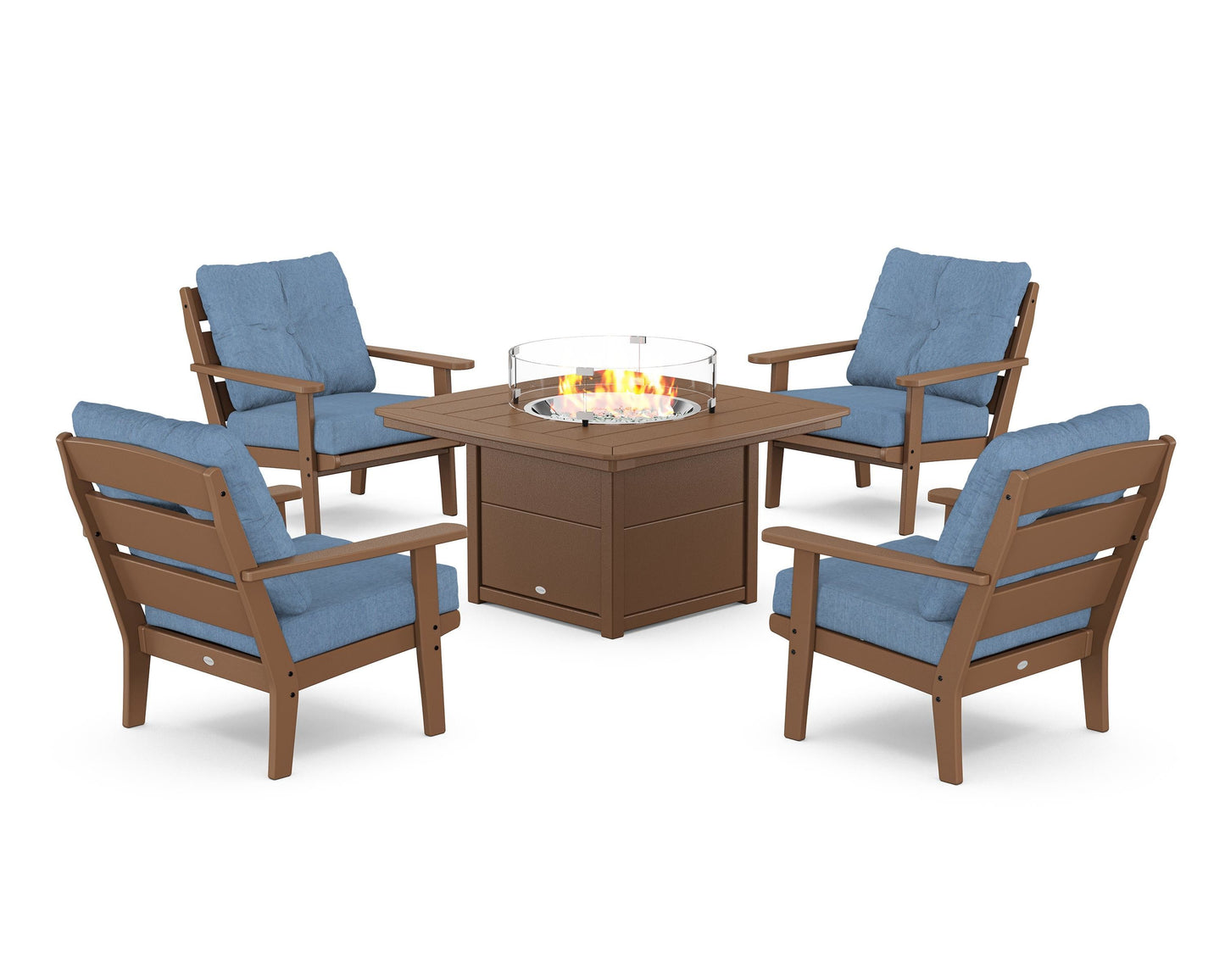 Lakeside 5-Piece Deep Seating Set with Nautical Fire Pit Table