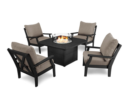 Braxton 5-Piece Deep Seating Conversation Set with Fire Pit Table