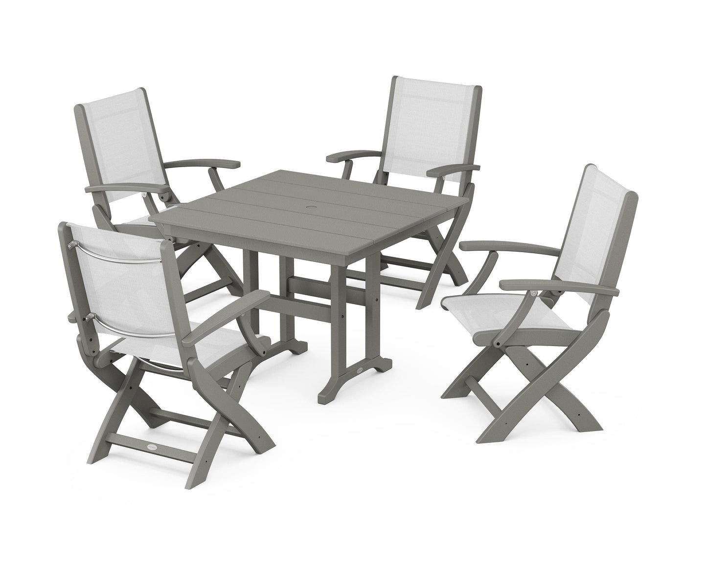 Coastal Folding Chair 5-Piece Farmhouse Dining Set