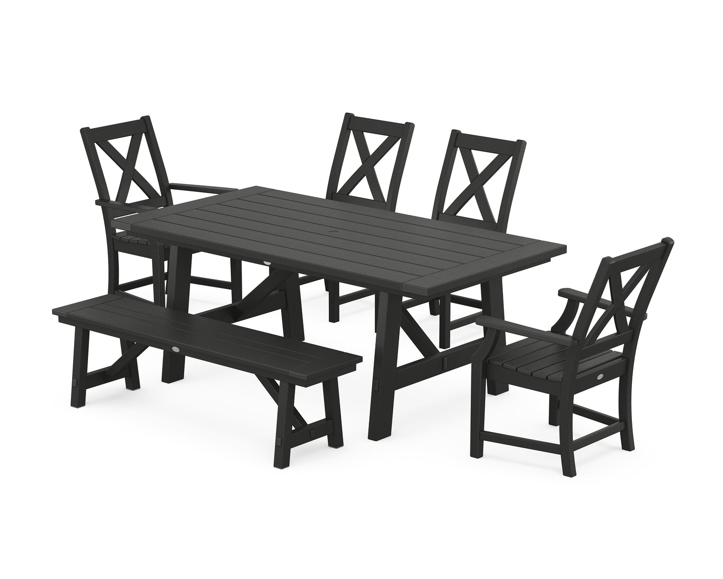 Braxton 6-Piece Rustic Farmhouse Dining Set With Trestle Legs