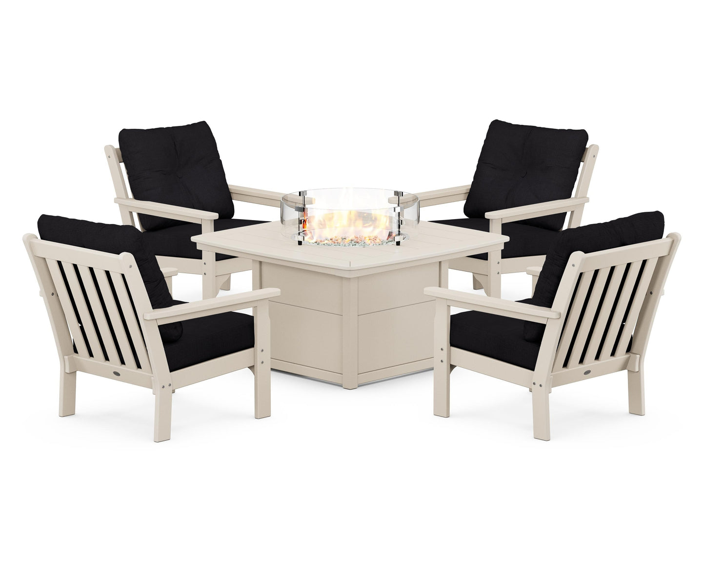 Vineyard 5-Piece Conversation Set with Fire Pit Table
