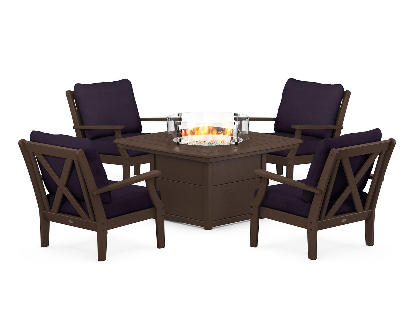 Braxton 5-Piece Deep Seating Conversation Set with Fire Pit Table