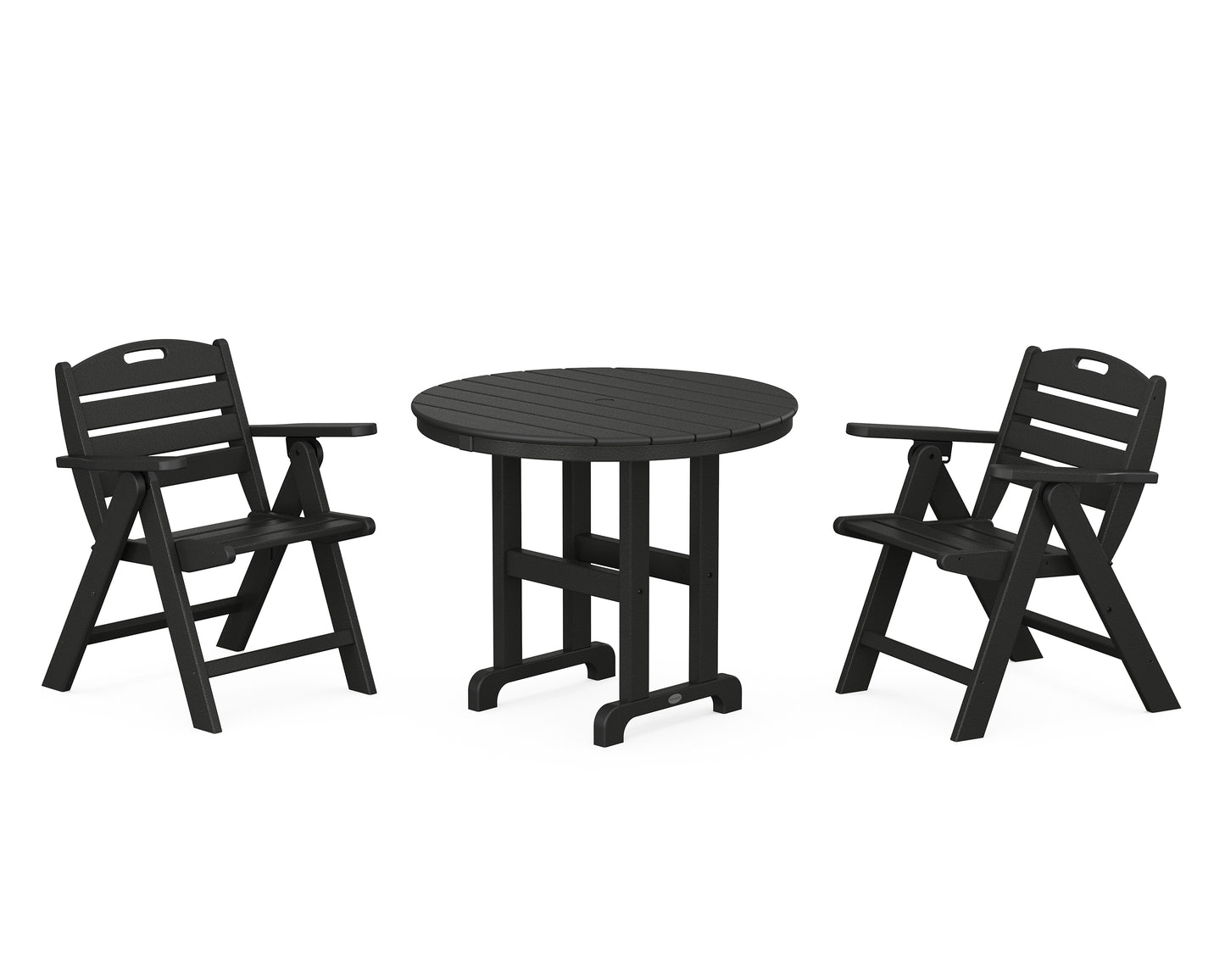 Nautical Folding Lowback Chair 3-Piece Round Dining Set