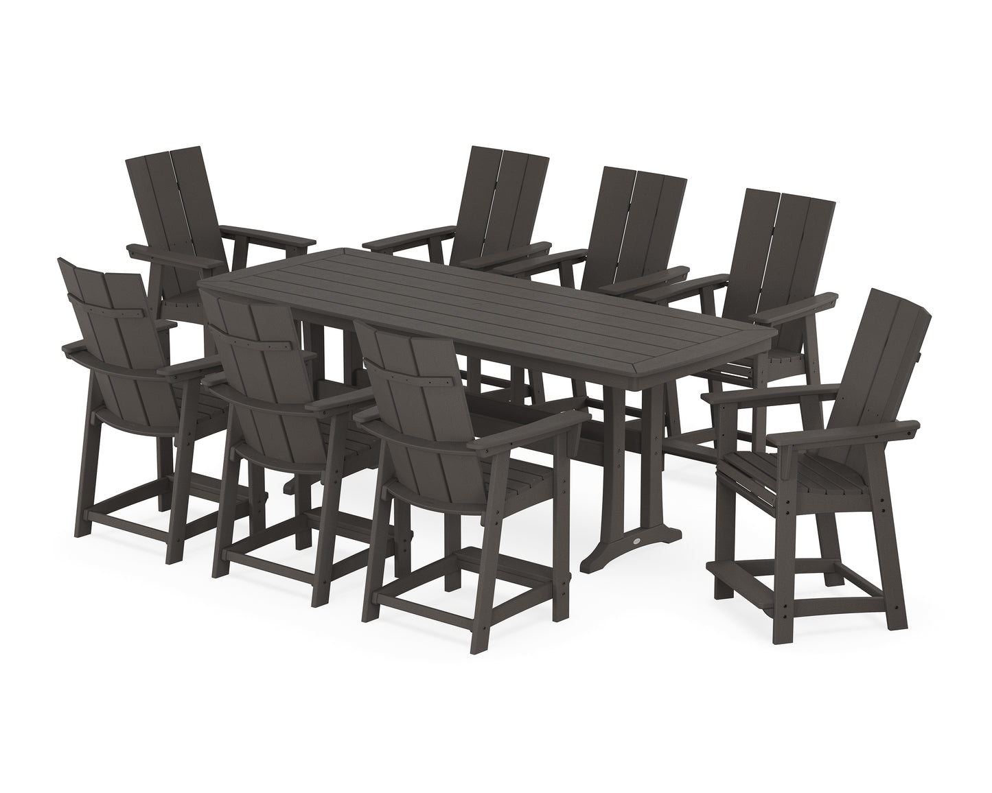 Modern Curveback Adirondack 9-Piece Counter Set with Trestle Legs