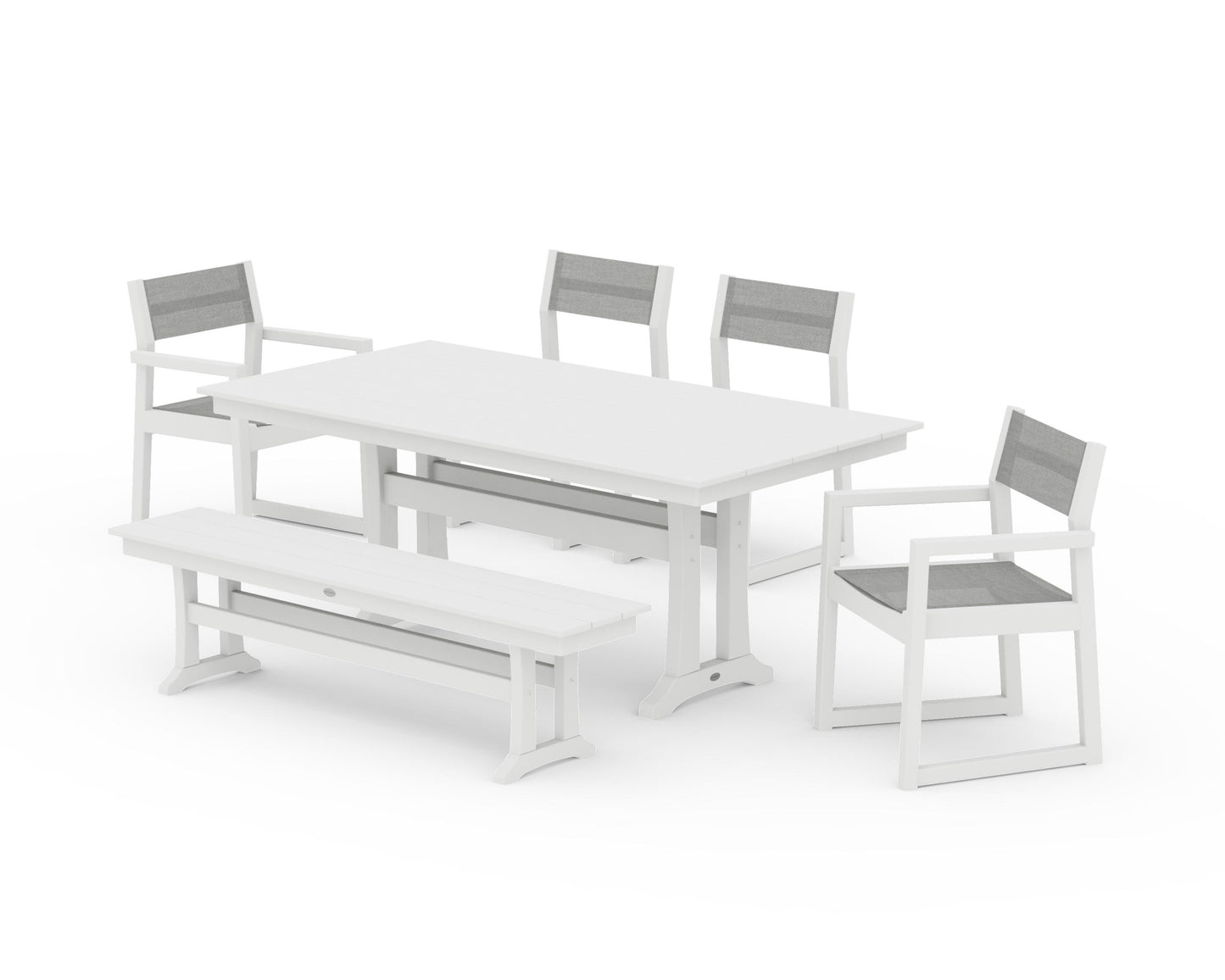 EDGE Sling 6-Piece Farmhouse Dining Set With Trestle Legs