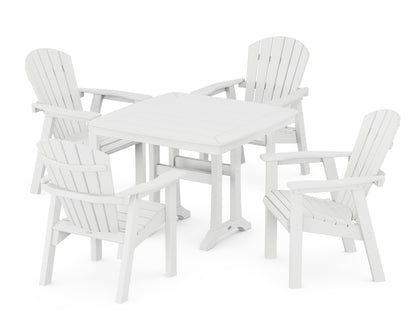 Seashell 5-Piece Dining Set with Trestle Legs