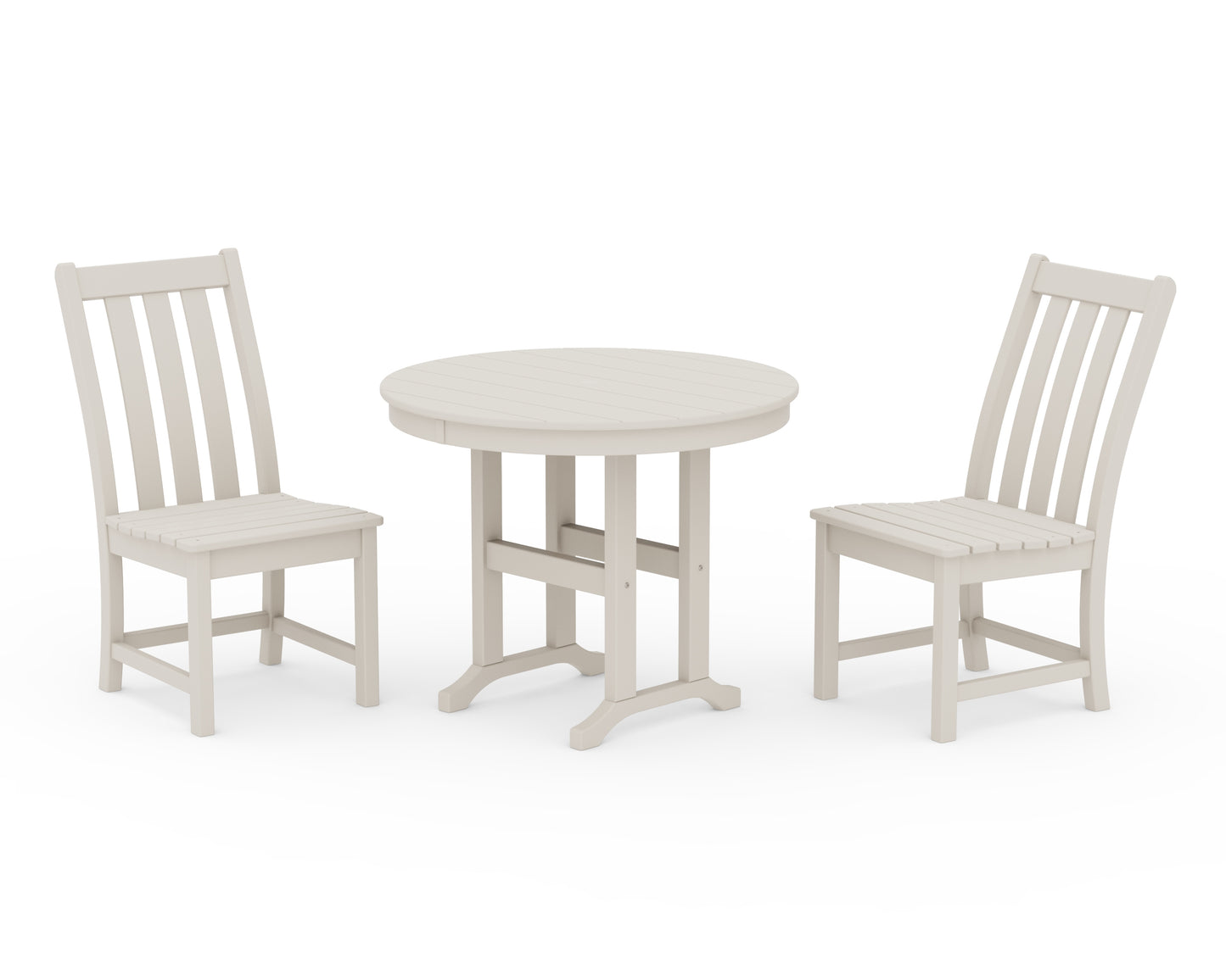 Vineyard Side Chair 3-Piece Round Dining Set