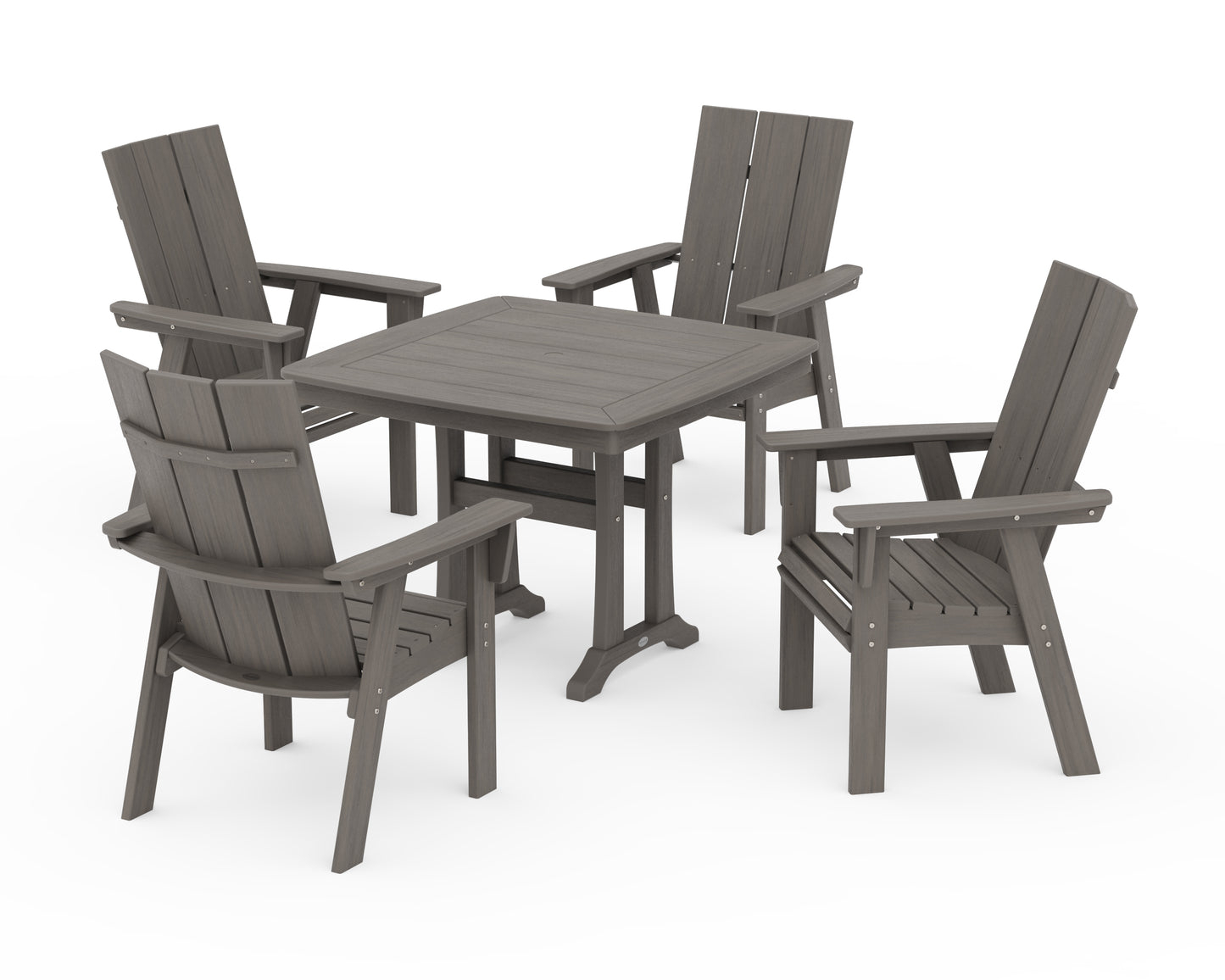 Modern Adirondack 5-Piece Dining Set with Trestle Legs