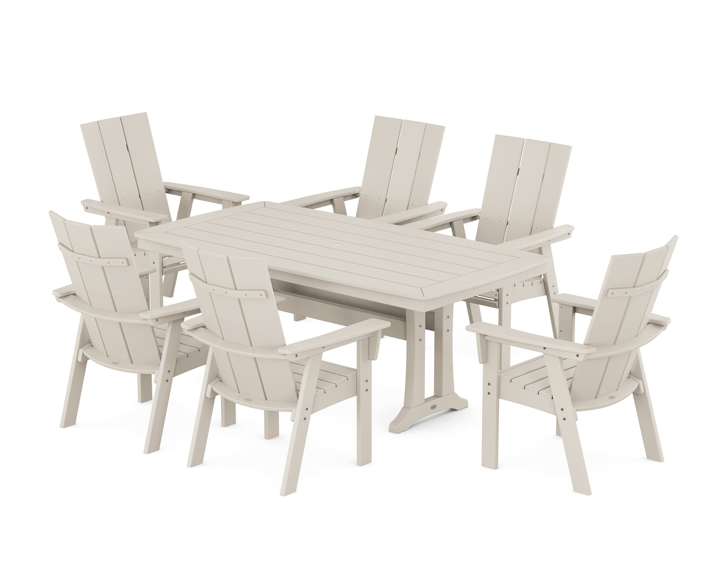 Modern Curveback Adirondack 7-Piece Dining Set with Trestle Legs