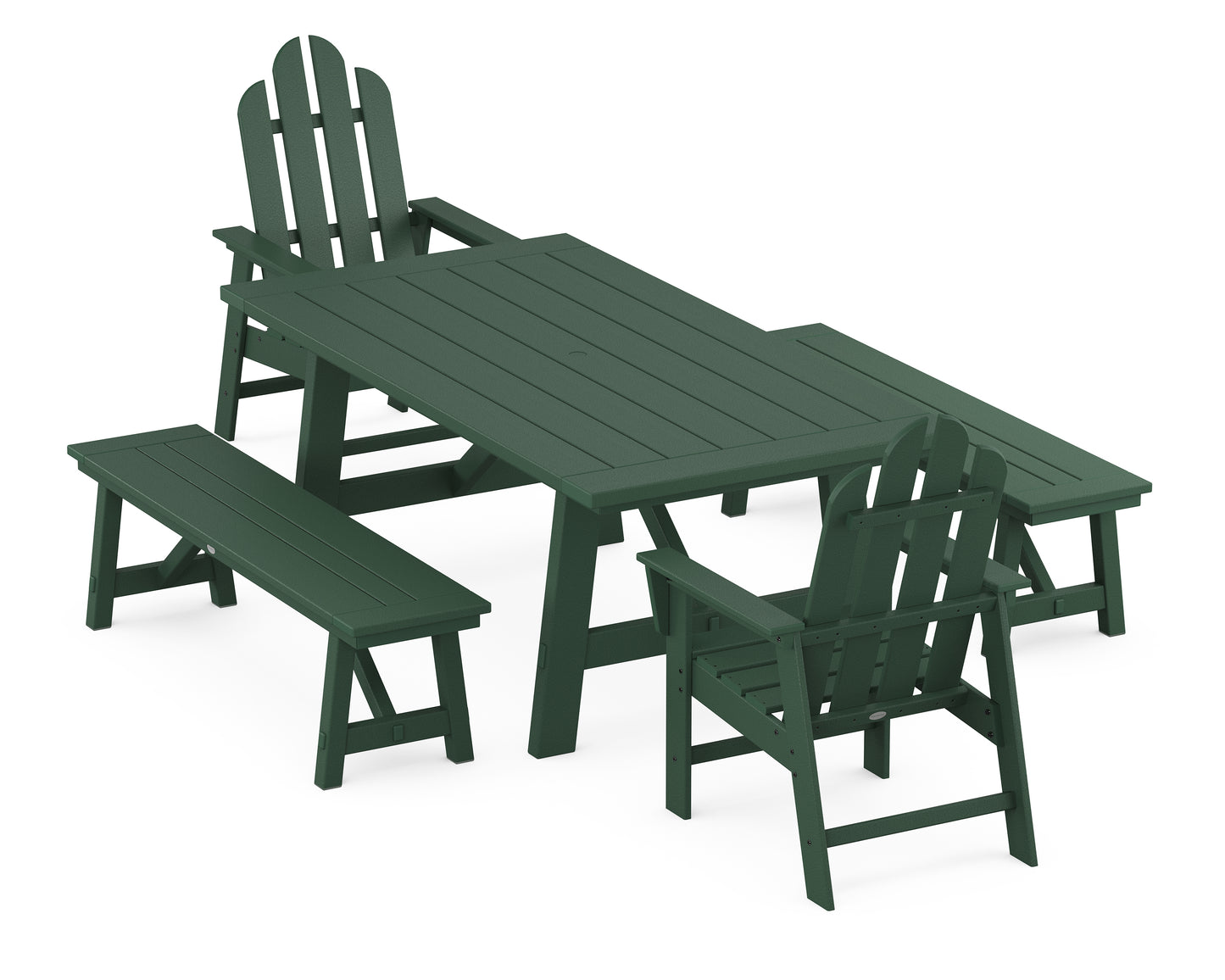 Long Island 5-Piece Rustic Farmhouse Dining Set With Benches