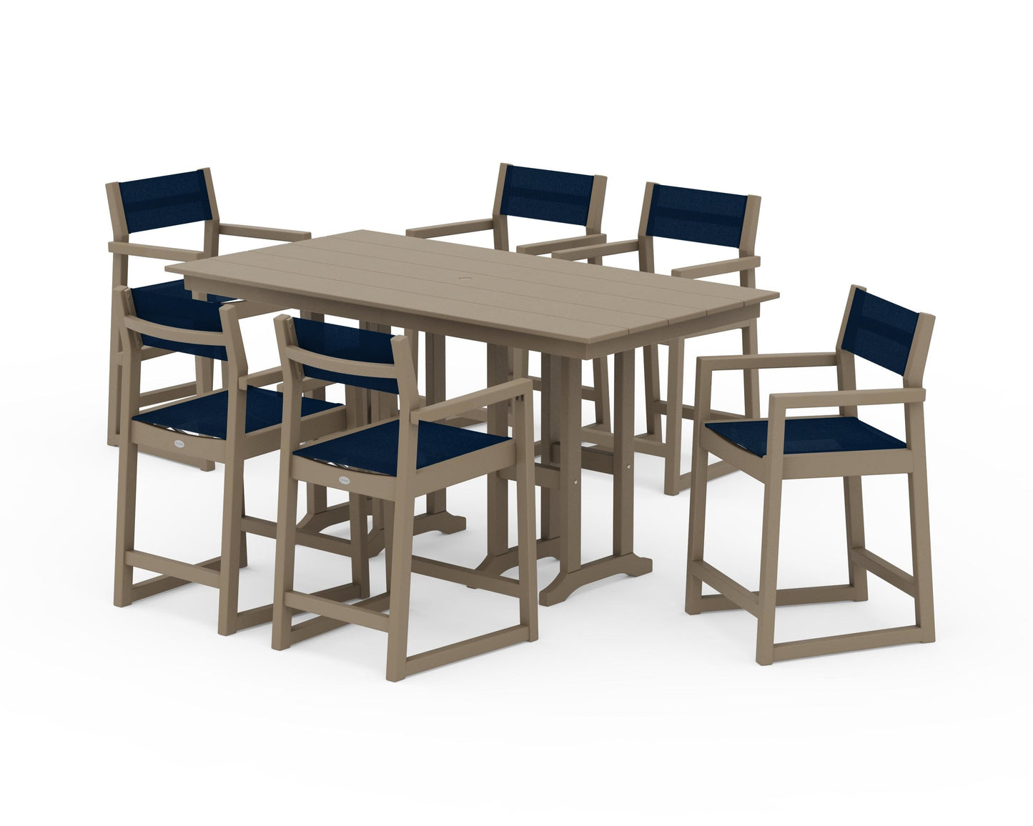 EDGE Sling Arm Chair 7-Piece Farmhouse Counter Set