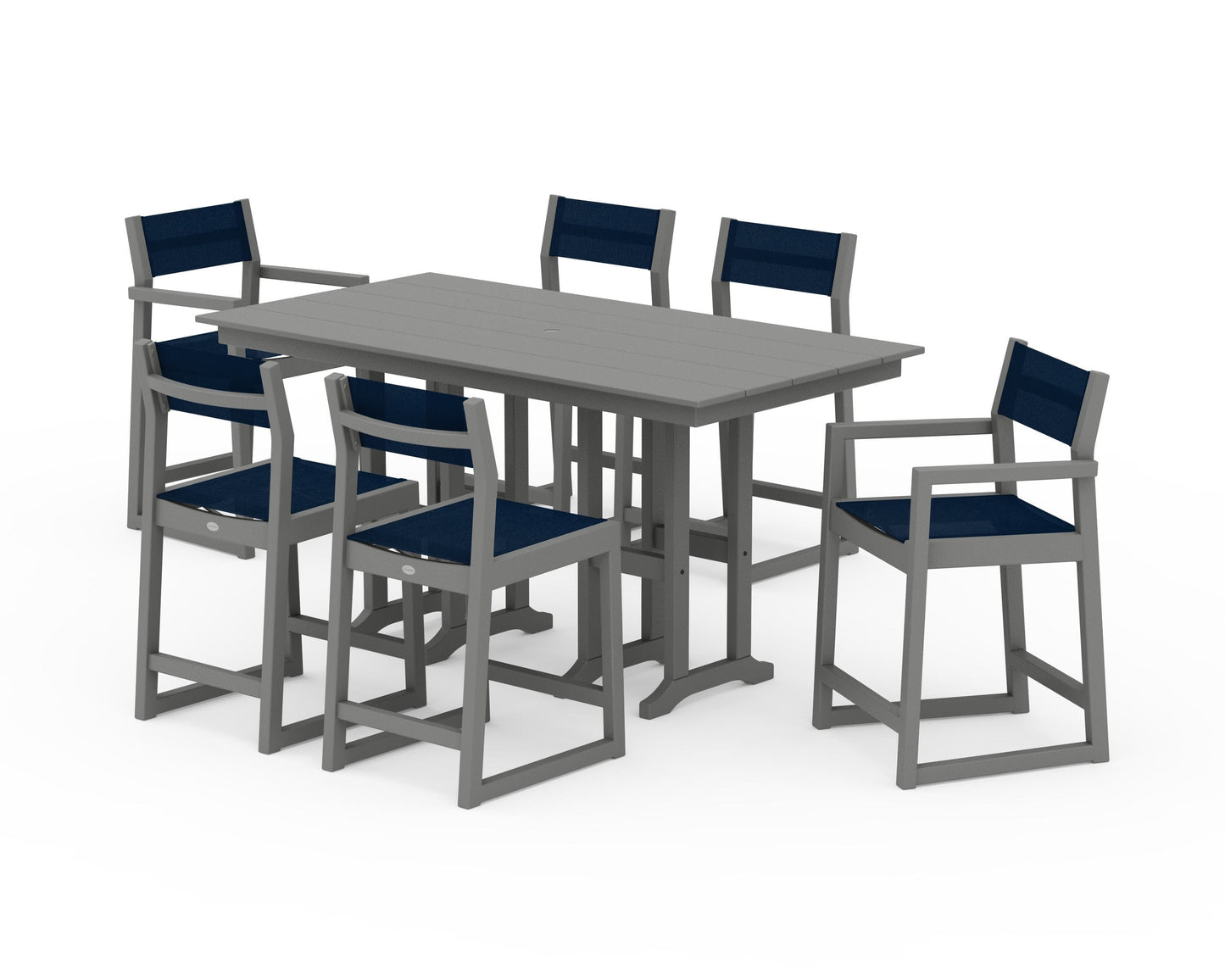 EDGE Sling 7-Piece Farmhouse Counter Set with Trestle Legs